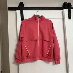 FIGS Women's Coral-Pink Zip Bomber Jacket